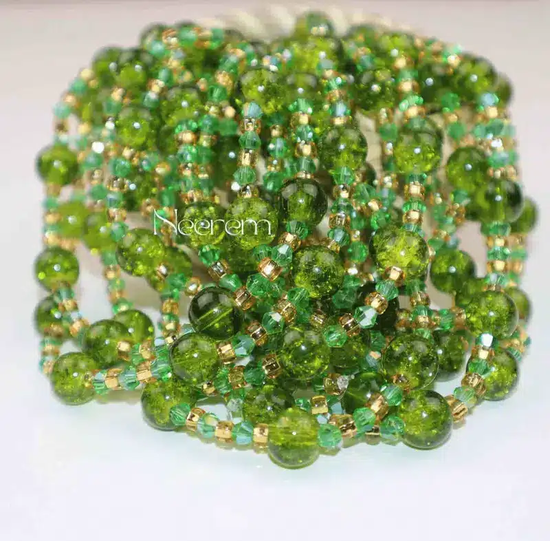 Baya en verre craquelé doré vert – Image 2